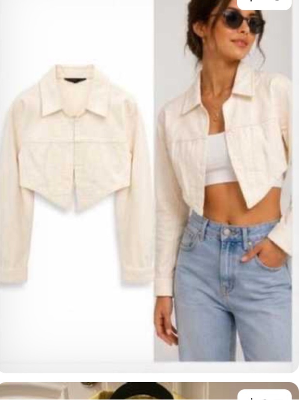 Zara cream cropped jean jacket